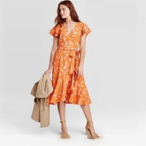 A New Day orange floral dress